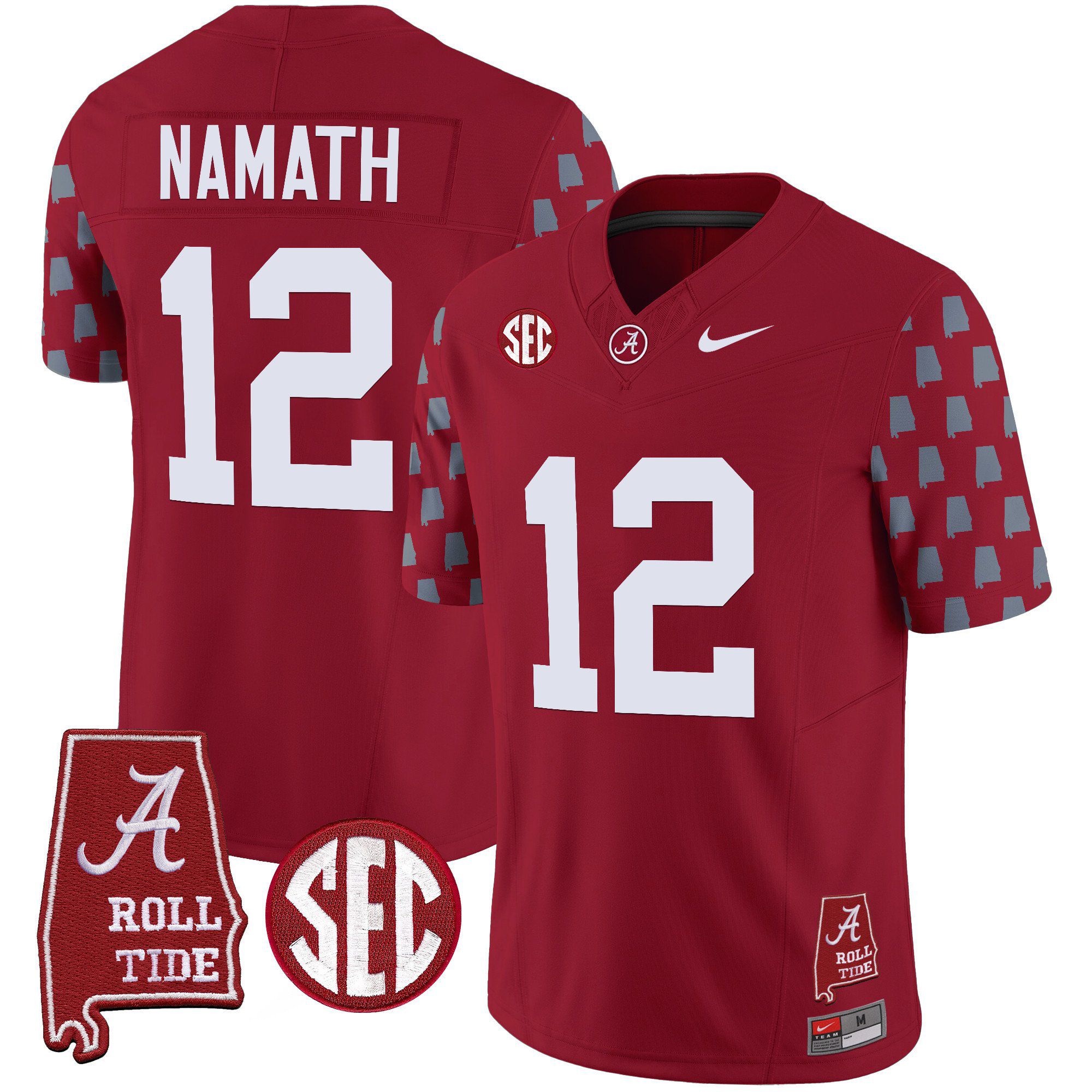 Men Alabama Crimson Tide #12 Namath Red Vapor Limited 2024 Nike NCAA Jersey